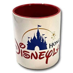 Disneyland Hong Kong Mug  White Red Blue Disney Vintage